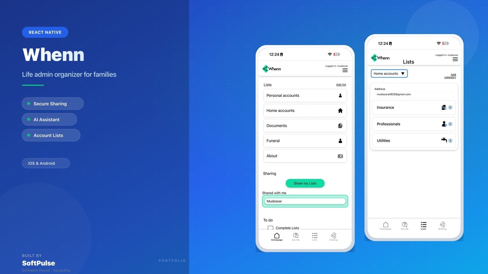Whenn — Life & Death Admin — SoftPulse mobile app portfolio project